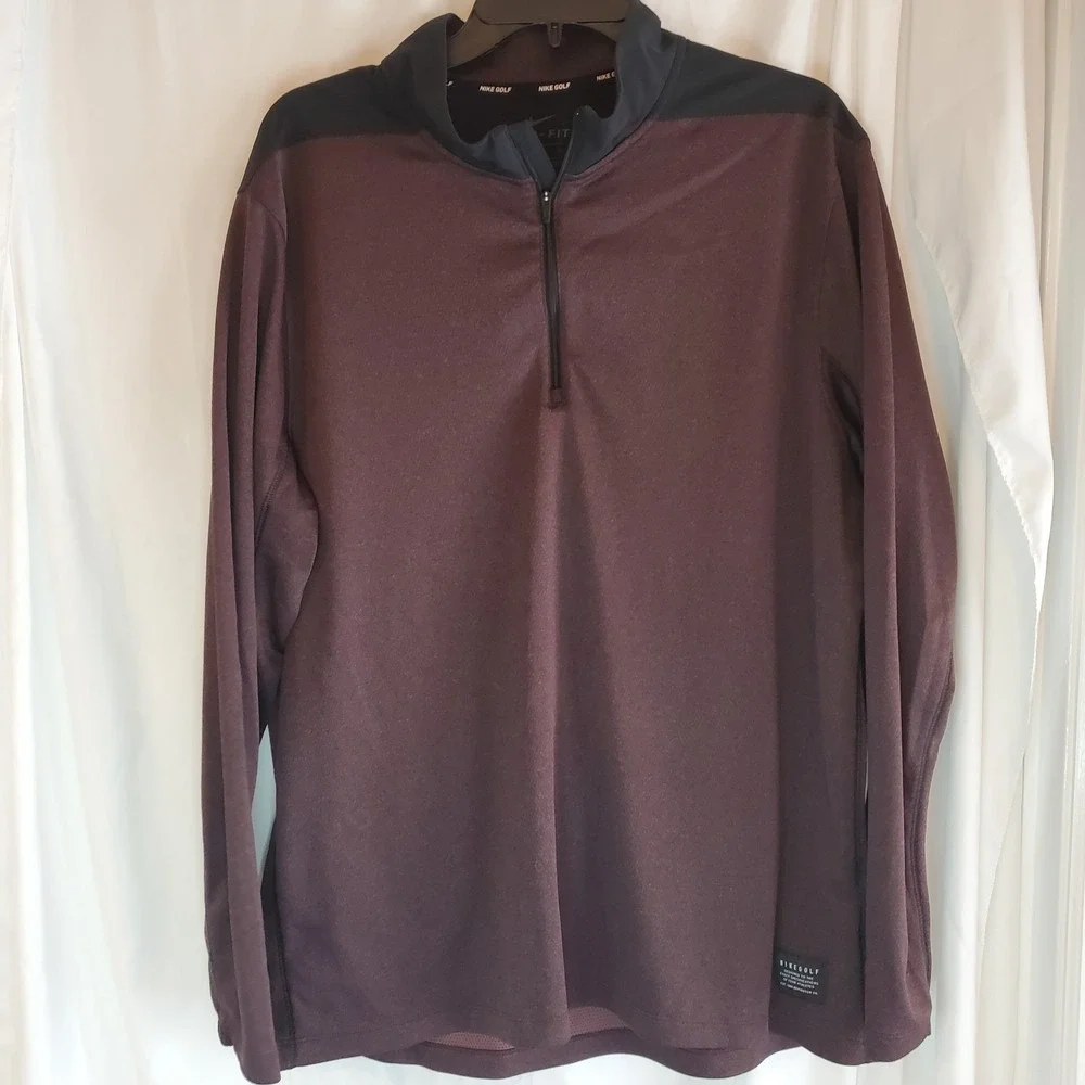 Nike Golf Mens XL  Dri-Fit‎ 1/4 Zip Long Sleeve Mock Neck Pullover Golf Shirt